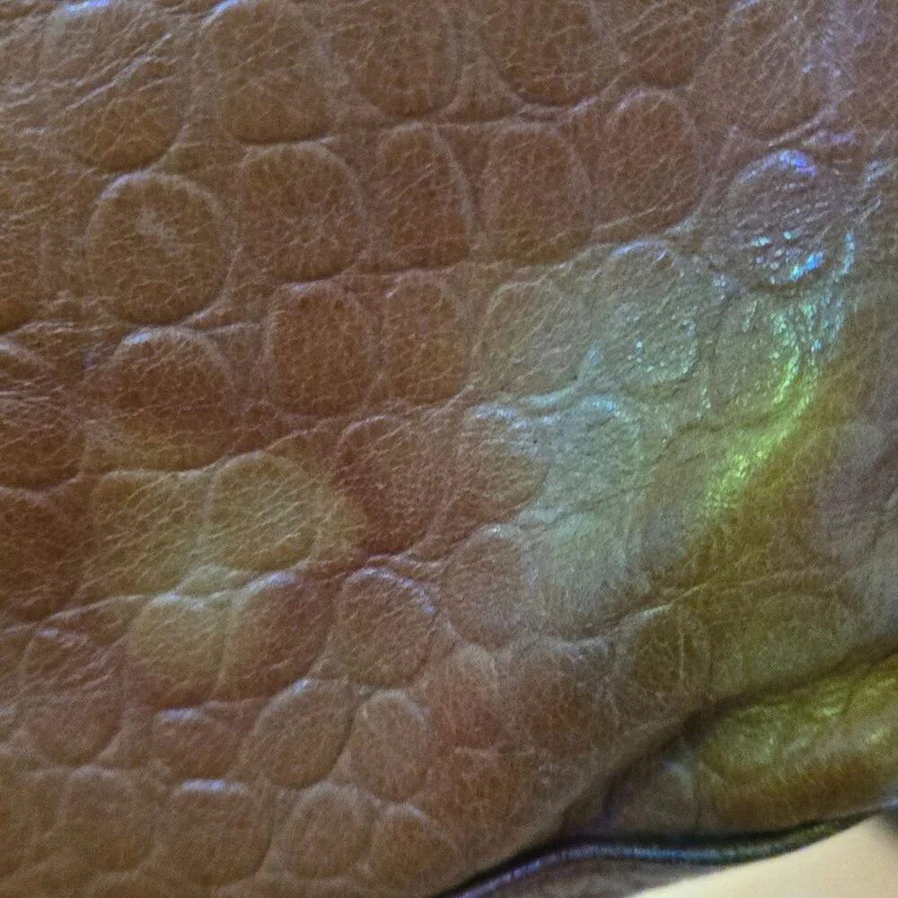 Margot New York Mickey Collection Brown Croc Embossed Hobo Bag Genuine Leather